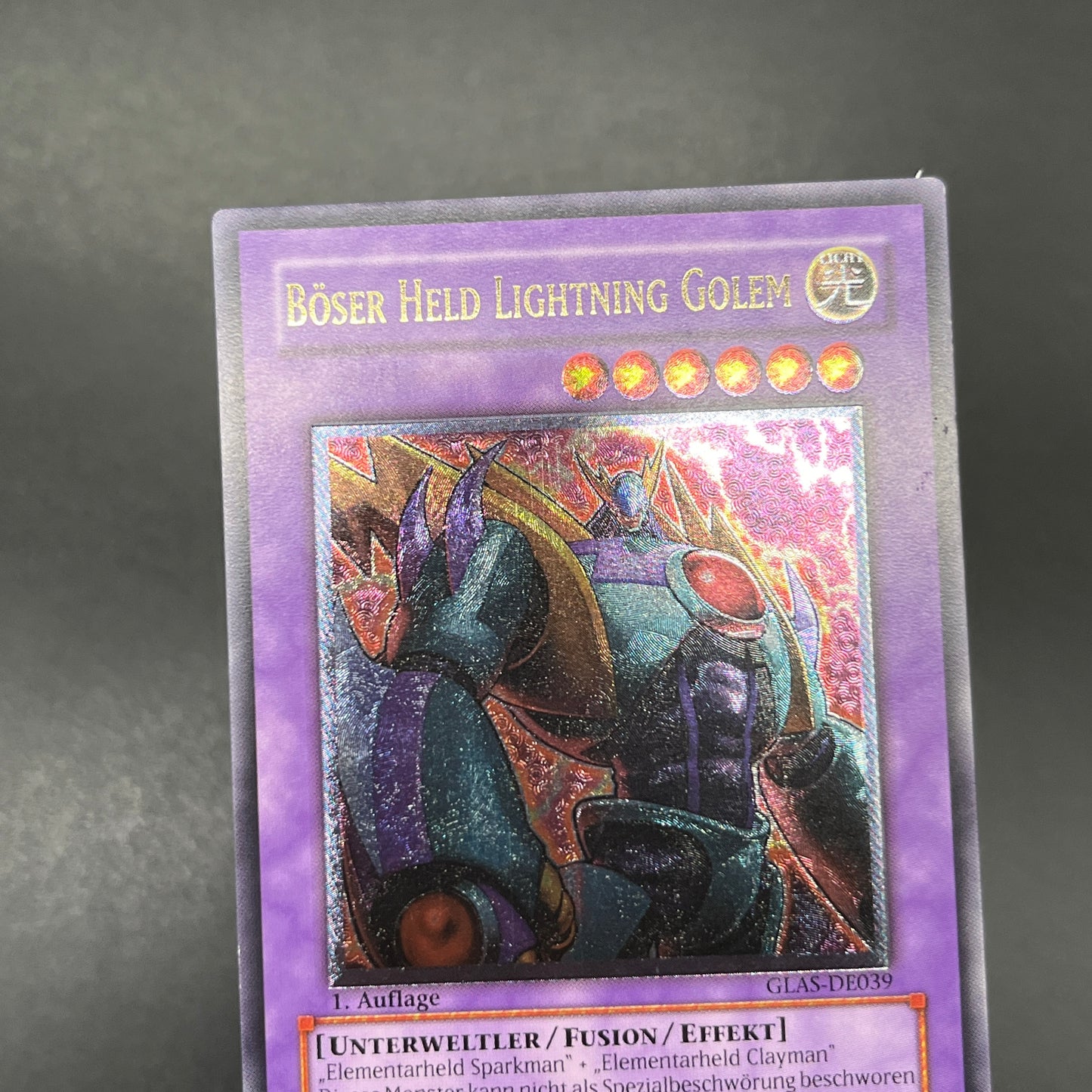 遊戯王　Ｅ−ＨＥＲＯ ライトニング・ゴーレム/レリーフ/ドイツ語/1st/EU版